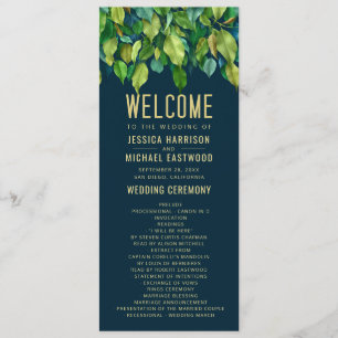 Greenery Fall Green Gold Leaves Foliage Wedding Program