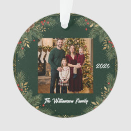 Greenery Family Photo Christmas Acrylic Ornament