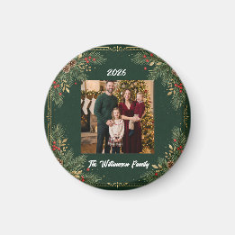 Greenery Family Photo Christmas Magnet