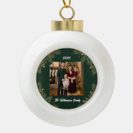 Greenery Family Photo Christmas Ornament