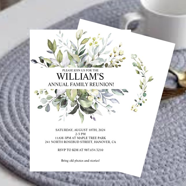 Greenery Family Reunion Party Invitation (Creator Uploaded)