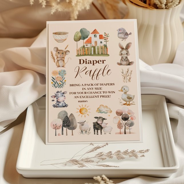 Greenery Farm Animals Barnyard Raffle Diapper  Enclosure Card (Creator Uploaded)