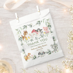 Greenery Farm Animals Birthday Baby Shower Favour Bag
