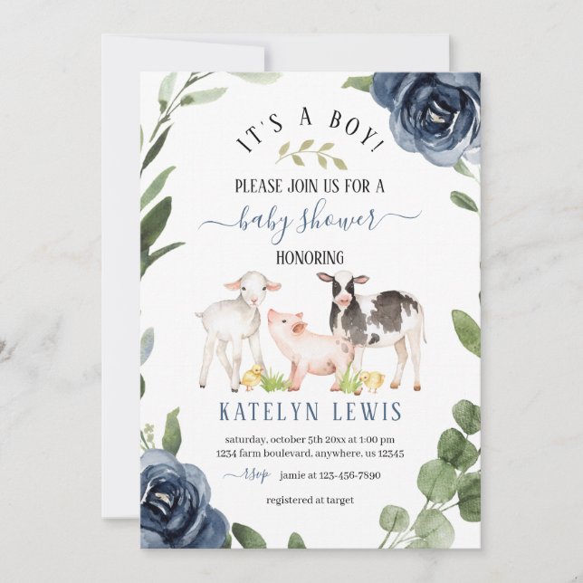 Greenery Farm Baby Shower Invitation (Front)