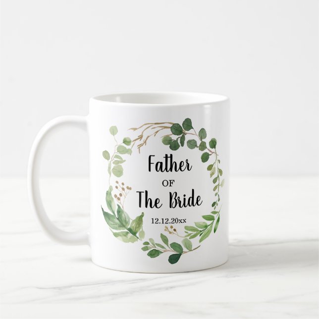 Greenery Father of the Bride Wedding Mug (Left)