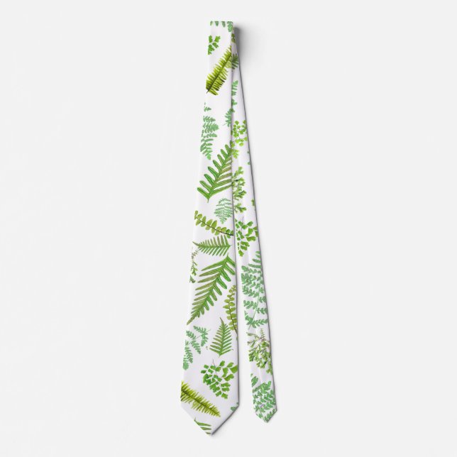 greenery ferns on any colour background tie (Front)