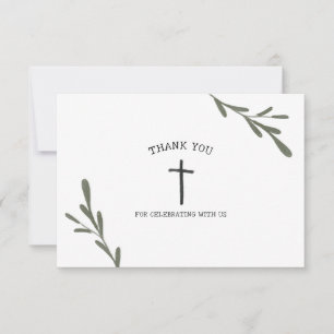 Greenery First Communion Girl Boy Thank You Card