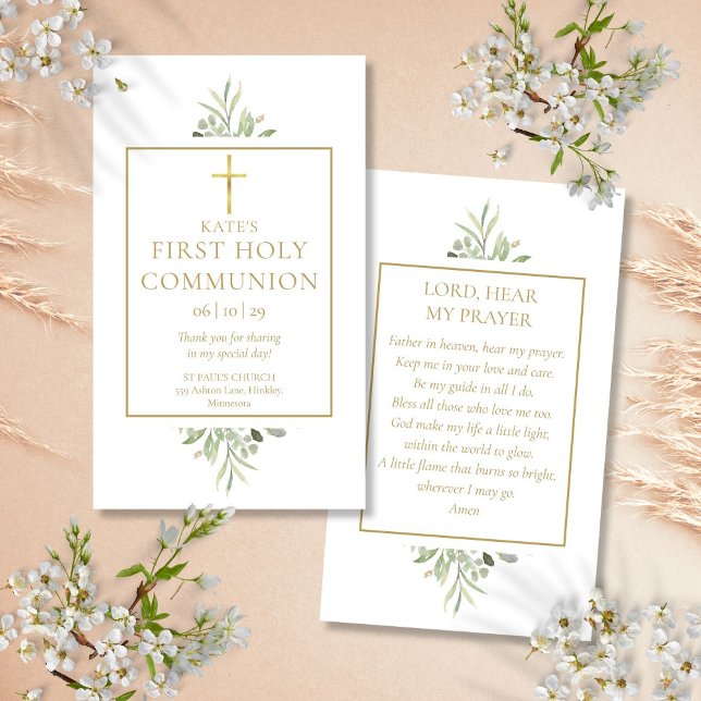 Greenery First Holy Communion Prayer Card (Greenery First Holy Communion Prayer Card)