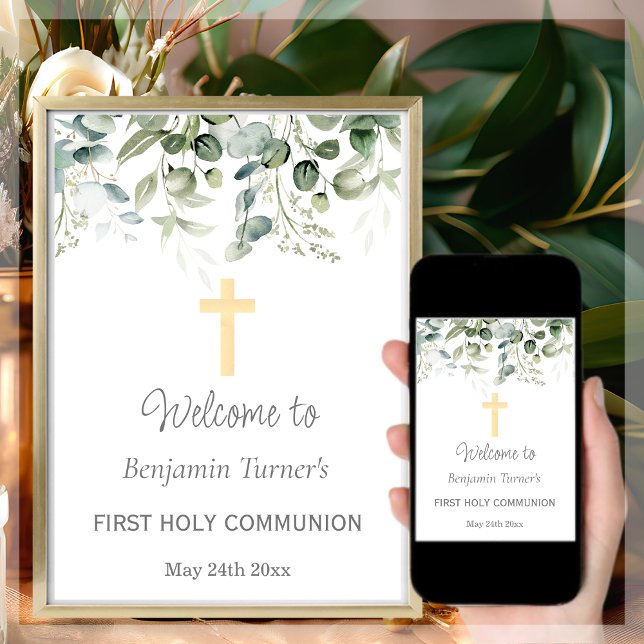  Greenery | First Holy Communion Welcome Poster (Creator Uploaded)