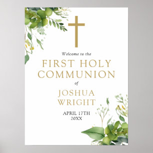 Greenery First Holy Communion Welcome Sign
