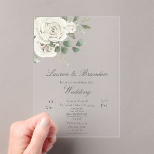 Greenery floral acrylic wedding invitations