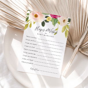 Greenery Floral Baby Shower Hopes & Wishes Card