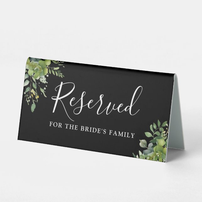 Greenery Floral Black And White Wedding Reserved (Front)