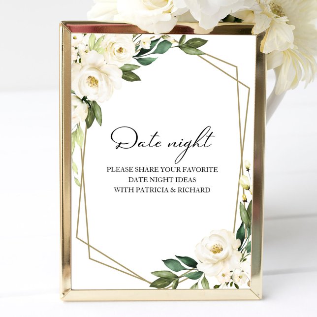 Greenery Floral Bridal Shower Date Night Jar Sign (Creator Uploaded)