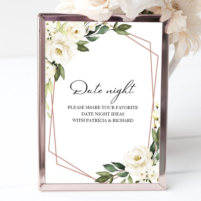 Greenery Floral Bridal Shower Date Night Jar Sign (Creator Uploaded)