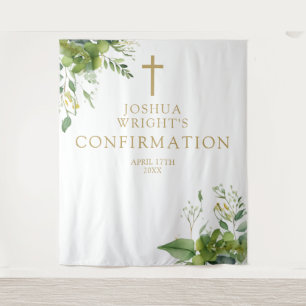 Greenery Floral Confirmation Photo Backdrop Tapestry