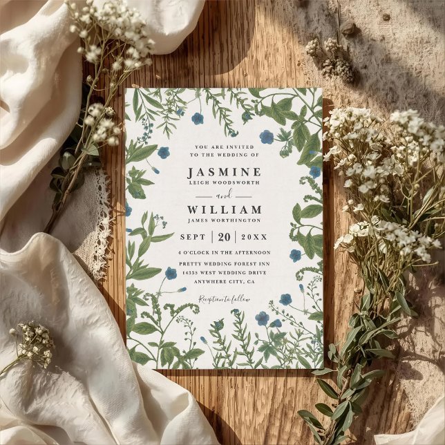 Greenery Floral Elegant Rustic QR Code Wedding Invitation (Creator Uploaded)