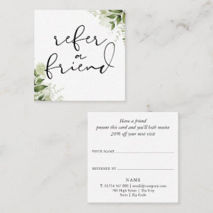 Greenery Floral Elegant Script Referral Card