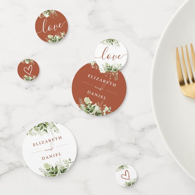 Greenery Floral Elegant Terracotta Wedding Confetti (Greenery Floral Elegant Terracotta Wedding Confetti)