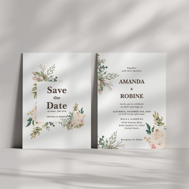 Greenery Floral Elegant Wedding Invitation (Creator Uploaded)