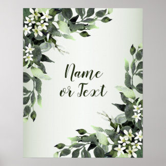Greenery Floral Eucalyptus Leaves Elegant Poster