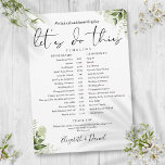 Greenery Floral Foliage Wedding Schedule Timeline Program<br><div class="desc">This stylish botanical greenery wedding schedule timeline can be personalised with your wedding details in chic typography. Designed by Thisisnotme©</div>