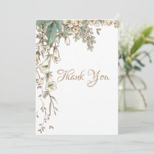 Greenery Floral Garland Script Elegant Wedding Thank You Card