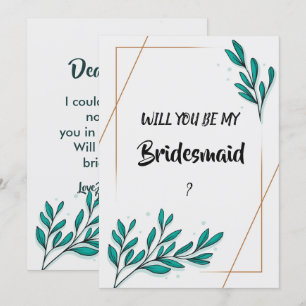 Greenery Floral Gold Foil Leaves Bridesmaid Invitation