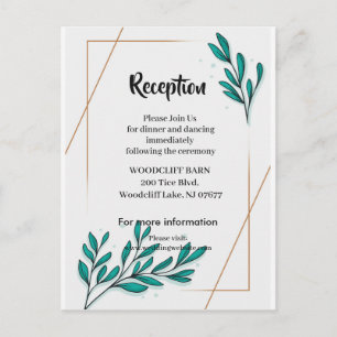 Greenery Floral Gold Foil Leaves reception card