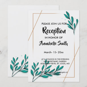 Greenery Floral Gold Foil Leaves Reception Invitation