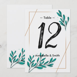 Greenery Floral Gold Foil Leaves table number