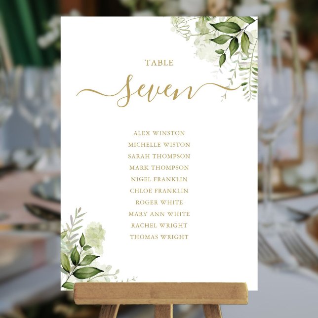 Greenery Floral Gold Seating Plan Table Number (Greenery Floral Gold Seating Plan Table Number)