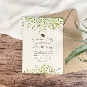 Greenery Floral Graduation Party Invitation
