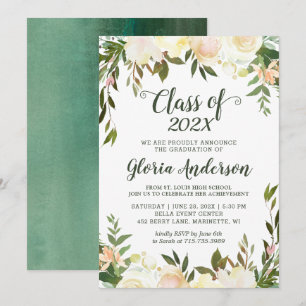 Greenery Floral Graduation Party Invitation