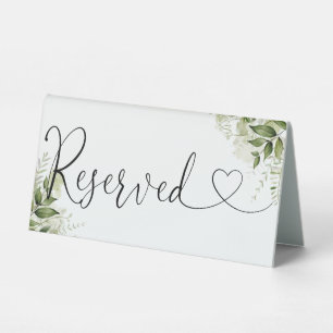 Greenery Floral Heart Script Reserved