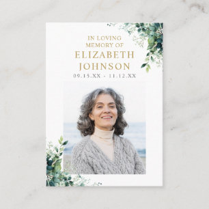 Greenery Floral Memorial Prayer Poem Photo Card