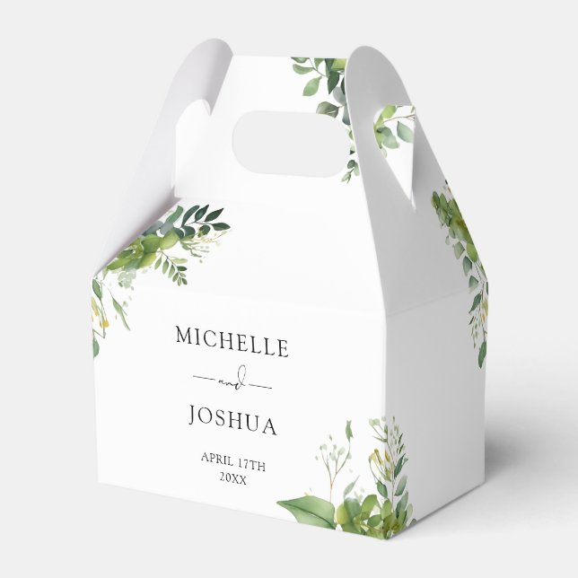 Greenery Floral Modern Elegant Wedding Favour Box (Front Side)