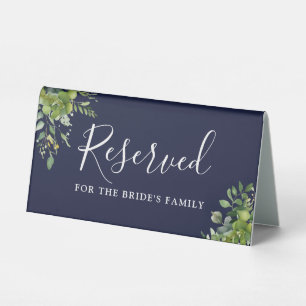 Greenery Floral Navy Blue Wedding Reserved