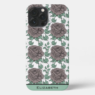 Greenery floral pattern big blossom personalised iPhone 13 pro max case