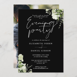 Greenery Floral Photo Wedding Evening Party Invitation