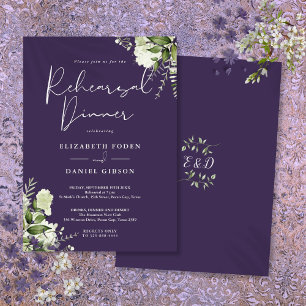 Greenery Floral Purple Rehearsal Dinner Invitation