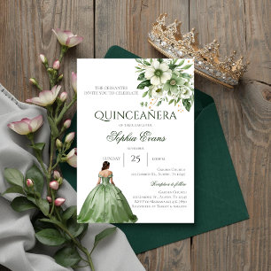 Greenery Floral Quinceanera Invitation