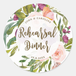greenery floral rehearsal dinner sticker
