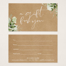 Greenery Floral Rustic Kraft Gift Certificate