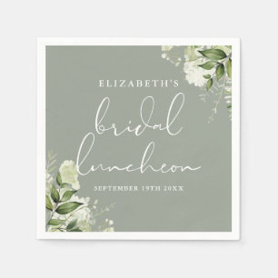Greenery Floral Sage Green Bridal Luncheon Napkin