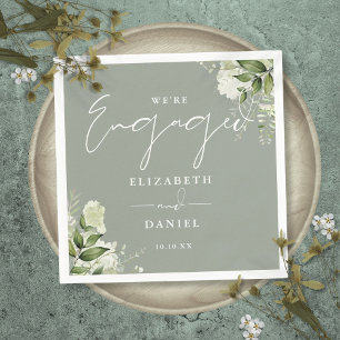 Greenery Floral Sage Green Engagement Party Napkin