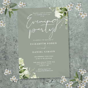 Greenery Floral Sage Green Wedding Evening Party Invitation