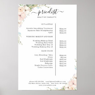 Greenery Floral Salon Price List Poster