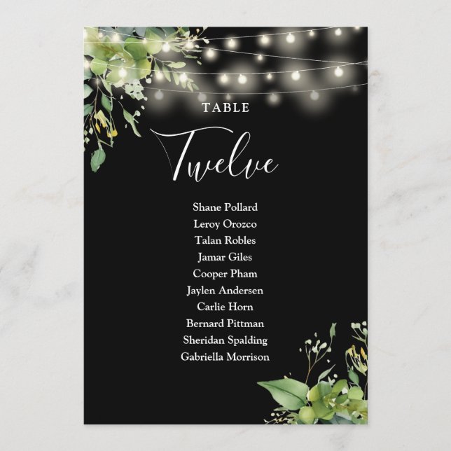 Greenery Floral Seating Plan Table Number (Front)
