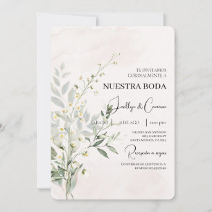 Greenery Floral Spanish Wedding Invitation